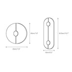 Clérachic dimension drawing: the round shade measures 20cm/7.9in across, the tall one 42.5cm/16.7in by 16cm/6.3in.