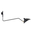 Black Clérachic one-head wall light with a long curved arm and a brass joint, seen on a plain white backdrop.