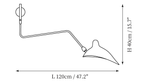 Clérachic wall light dimension drawing, 3 of 5, every measurement marked in centimetres and inches.