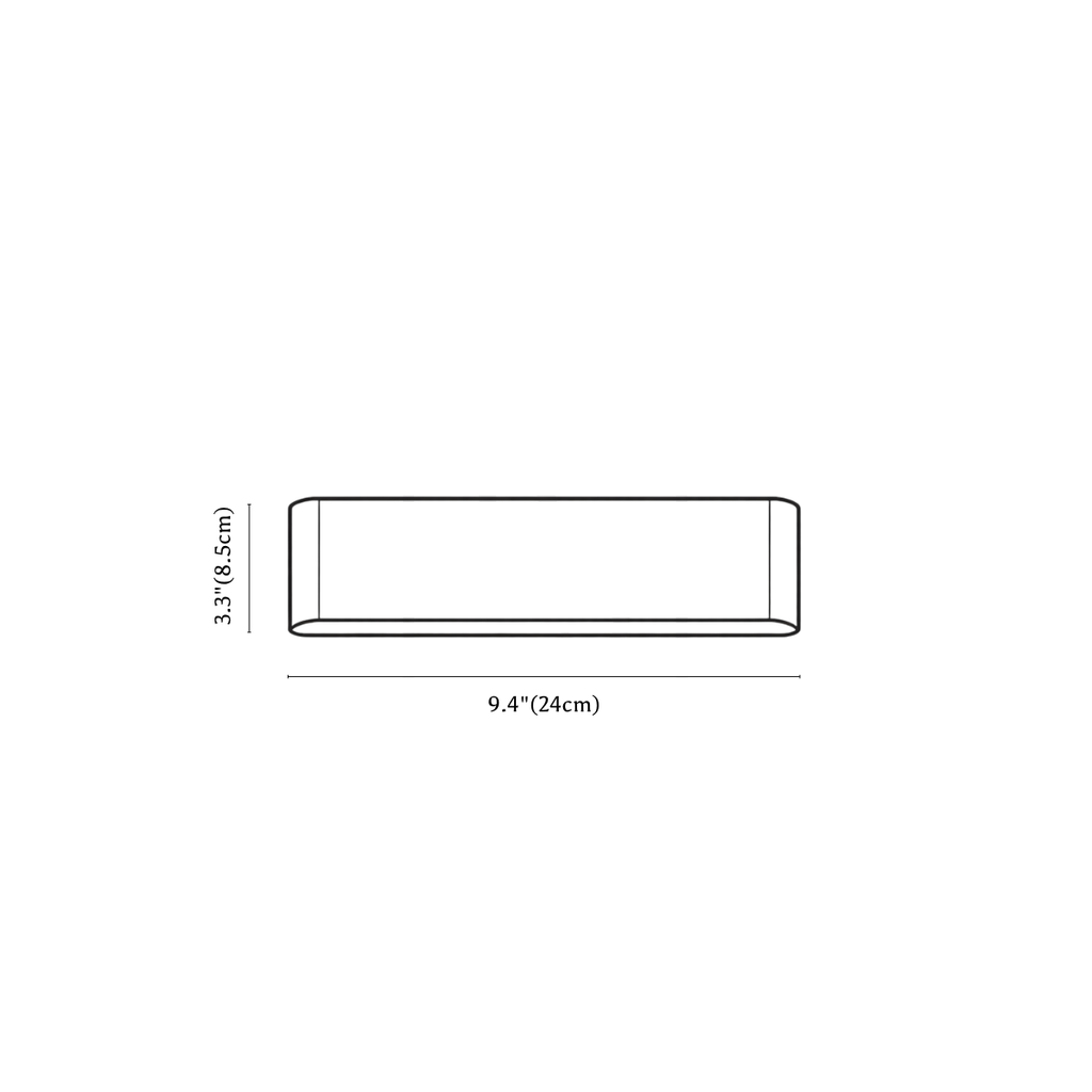 Clérachic wall light dimension drawing, 24 cm, every measurement marked in centimetres and inches.