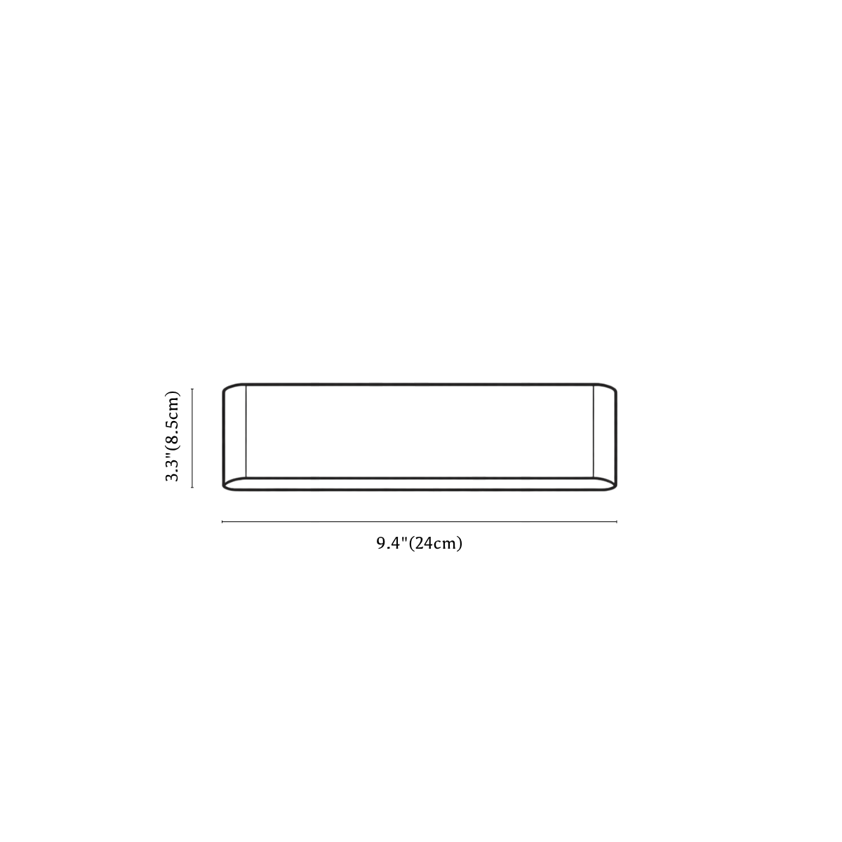 Clérachic wall light dimension drawing, 24 cm, every measurement marked in centimetres and inches.