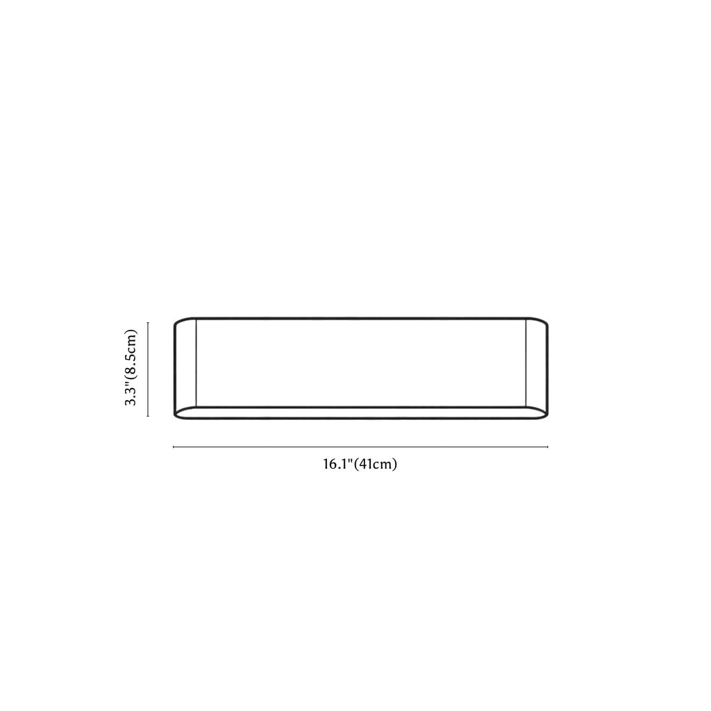 Clérachic wall light dimension drawing, 41 cm, every measurement marked in centimetres and inches.