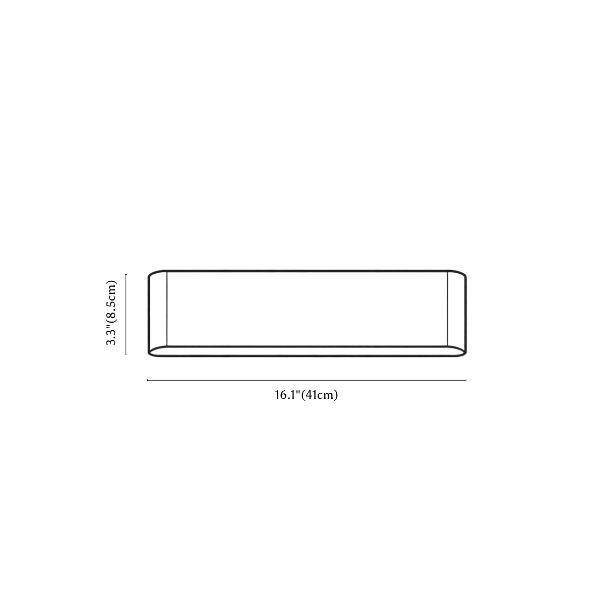 Clérachic wall light dimension drawing, 41 cm, every measurement marked in centimetres and inches.