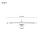 Clérachic wall light dimension drawing, 71 cm, every measurement marked in centimetres and inches.