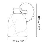 Clérachic wall light dimension drawing, every measurement marked in centimetres and inches.