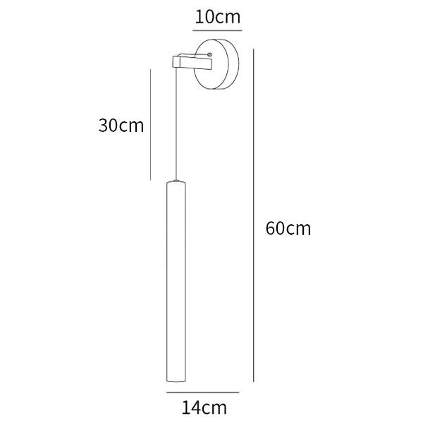 Clérachic wall light dimension drawing, every measurement marked in centimetres and inches.