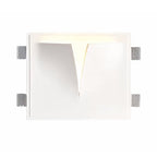 Clérachic white wall light shown with its flat mounting frame and four perforated fixing tabs, glowing at the top edge.