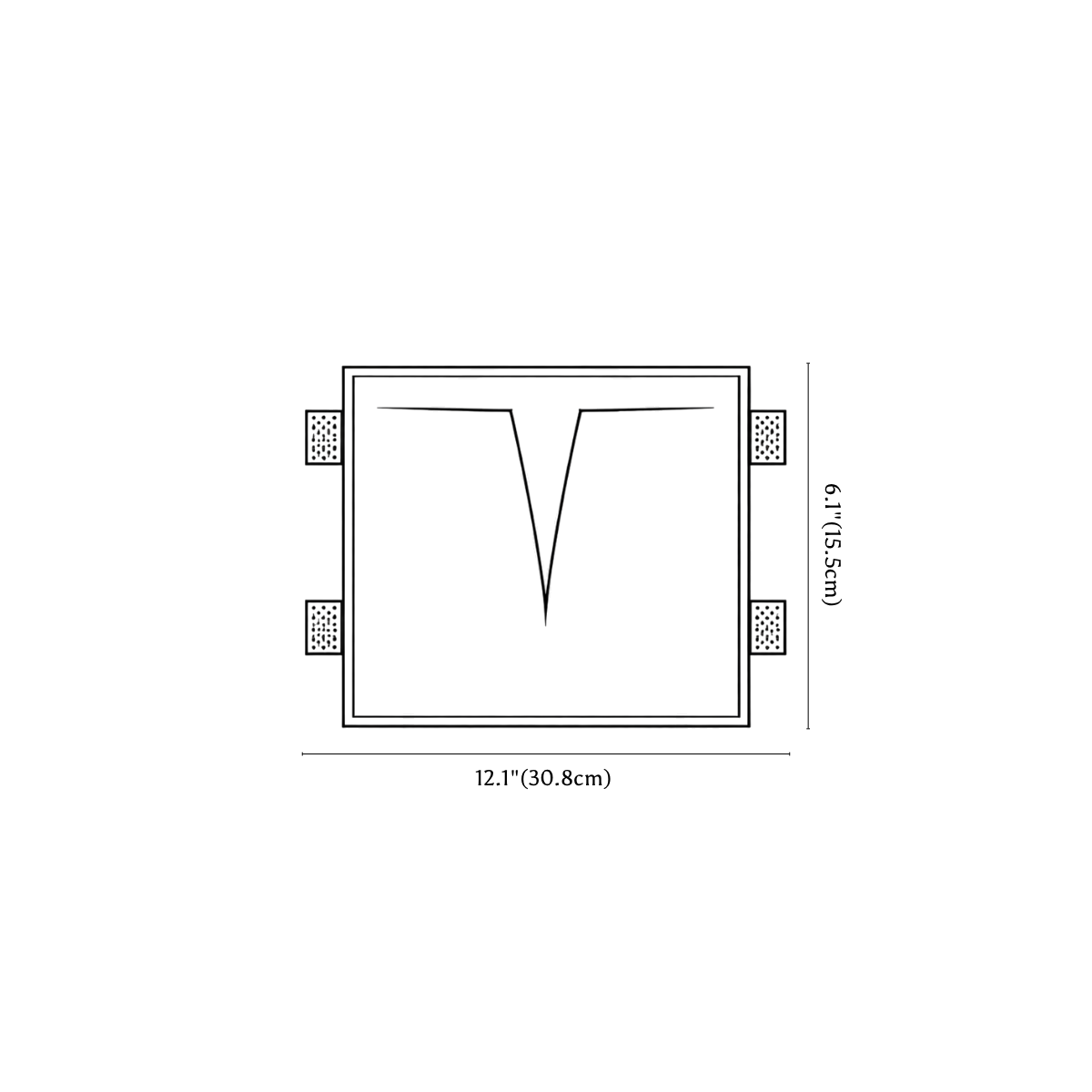 Clérachic wall light dimension drawing, every measurement marked in centimetres and inches.