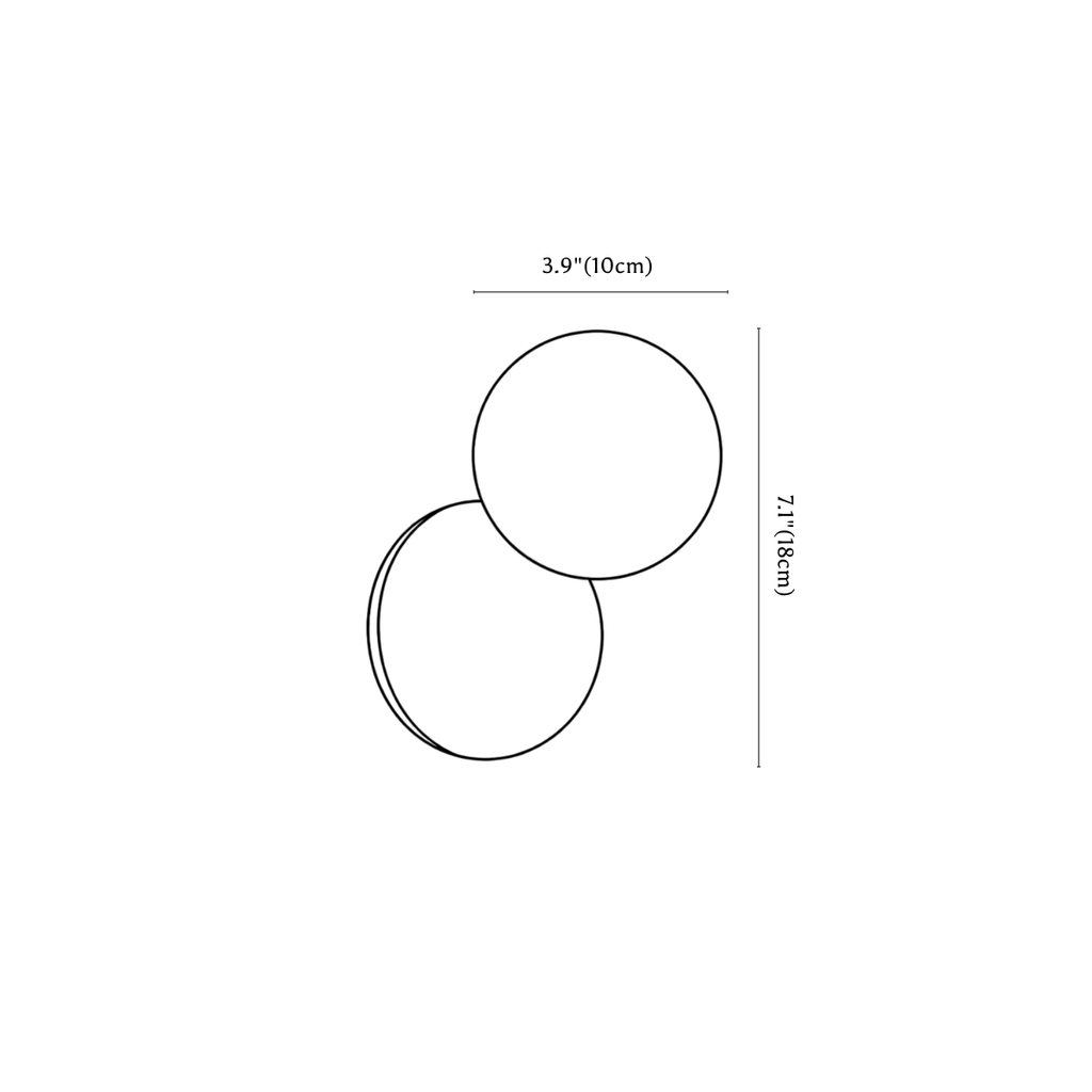 Clérachic wall light dimension drawing, every measurement marked in centimetres and inches.