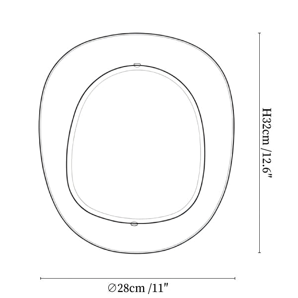 Dimension drawing of this Clérachic wall light, with its height and width marked.