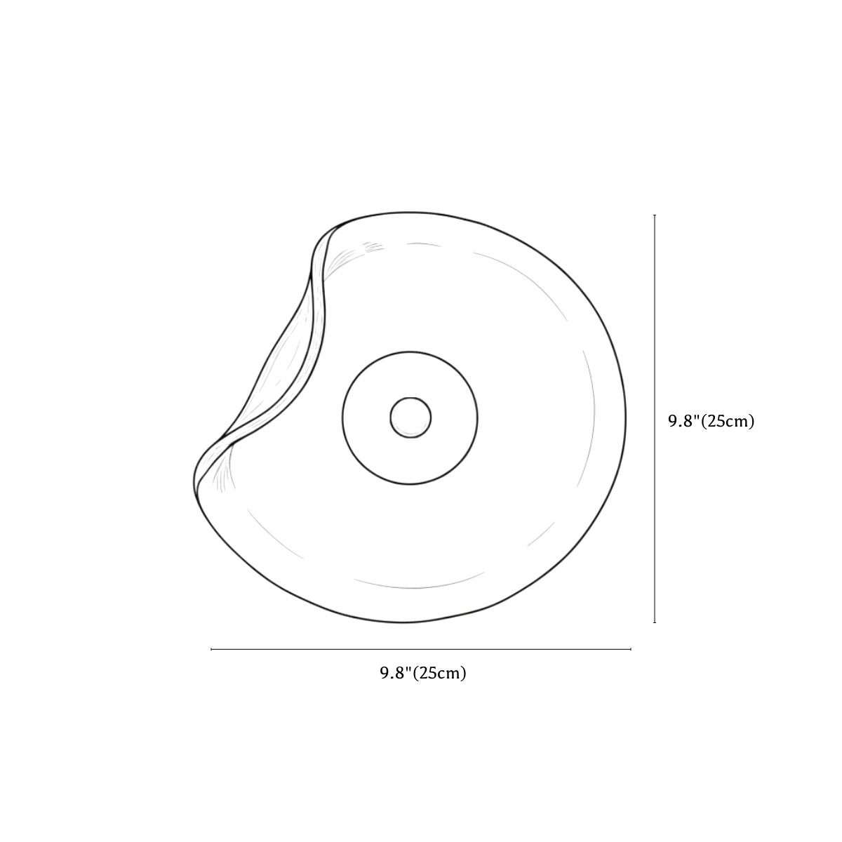 Clérachic wall light dimension drawing, every measurement marked in centimetres and inches.