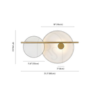 Clérachic wall light dimension drawing, 80 cm, every measurement marked in centimetres and inches.
