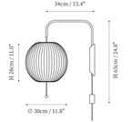 Clérachic wall light dimension drawing, 3 of 4, every measurement marked in centimetres and inches.