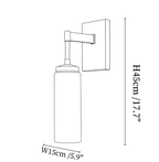 Clérachic wall light dimension drawing, every measurement marked in centimetres and inches.