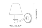 Clérachic wall light dimension drawing, every measurement marked in centimetres and inches.