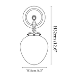 Clérachic wall light dimension drawing, every measurement marked in centimetres and inches.