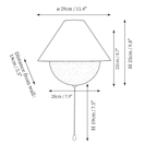 Clérachic wall light dimension drawing, every measurement marked in centimetres and inches.