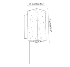 Dimension drawing of this Clérachic square-sided wall light, with its 6.5 cm width and 23 cm height marked.