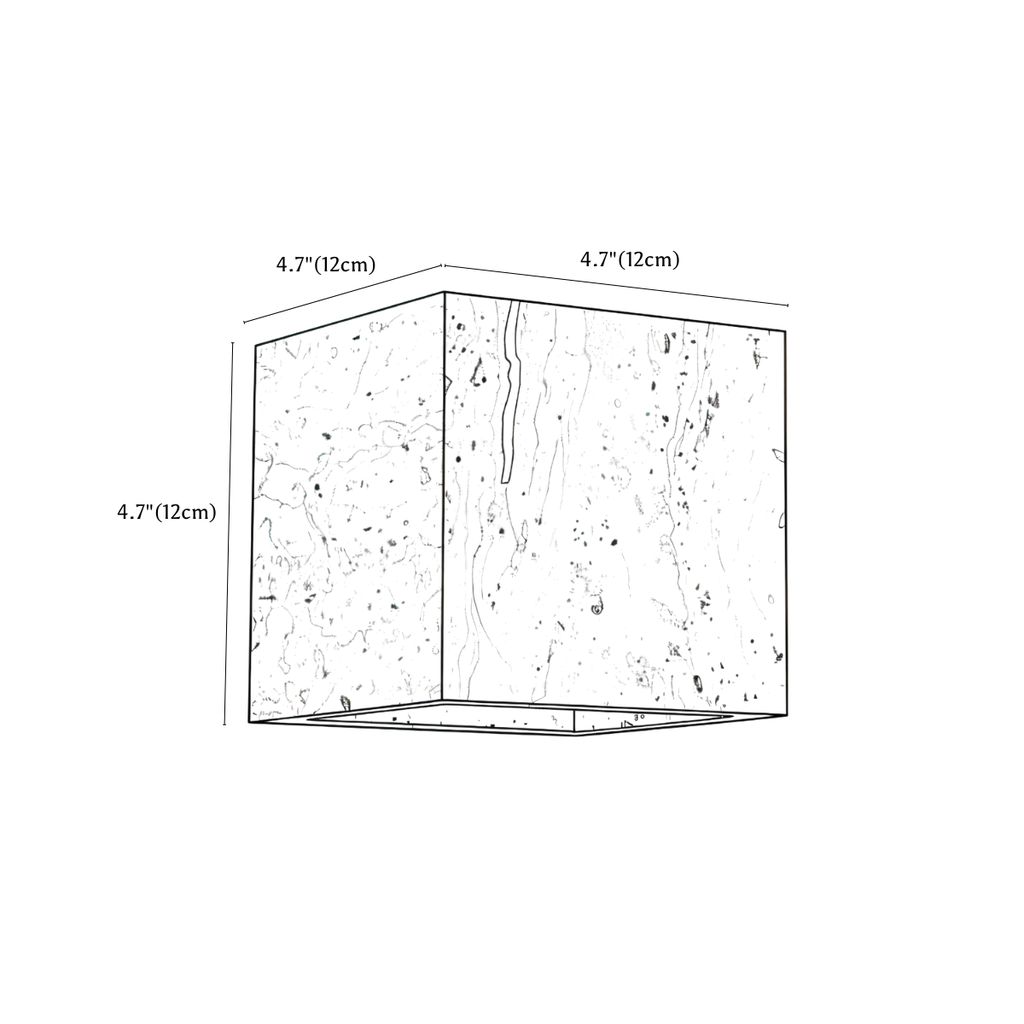 Clérachic wall light dimension drawing, Cube, 12 × 12 cm, every measurement marked in centimetres and inches.