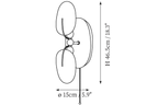 Dimension drawing of this Clérachic wall light, with its 46.5 cm height and 15 cm width marked.