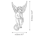 Dimension drawing of this Clérachic wall light in its cherub shape, with its height and width marked.