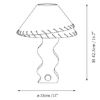 Dimension drawing of this Clérachic table lamp, with its 42.5 cm height and 33 cm shade diameter marked.