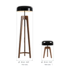 Size guide for the Walnut Floor Lamp or Table Lamp showing both versions side by side to one scale — Floor Lamp at Dia. 48 cm (18.9″) across the shade and Table Lamp at Dia. 35 cm (13.8″) across the shade