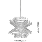 Clérachic pendant light dimension drawing, 3 of 3, every measurement marked in centimetres and inches.