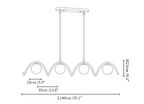Clérachic chandelier dimension drawing, every measurement marked in centimetres and inches.