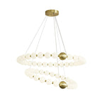 The widest two-ring Clérachic chandelier on white, with brass spheres marking each loop of white globes.