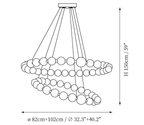 Clérachic pendant light dimension drawing, 5 of 5, every measurement marked in centimetres and inches.