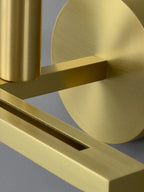 Close-up of the Clérachic White Alabaster Wall Sconce brass hardware — brushed canopy, flat crossbar and the cylindrical socket.