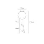 Clérachic ceiling light dimension drawing, Small, every measurement marked in centimetres and inches.
