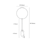 Clérachic ceiling light dimension drawing, Larg A, every measurement marked in centimetres and inches.