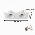 Clérachic double trimless downlight in white, the 24 cm plaster-in plate holding two matching 8 cm cones.