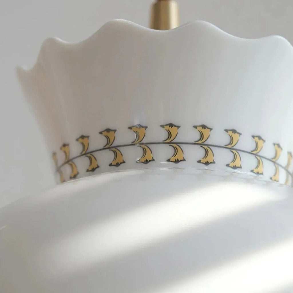 Clérachic White Ceramic Pendant Light for Hallway — gallery 05, imgi 6 ModernLuminaireHat ShapedCeramicPendantLi.
