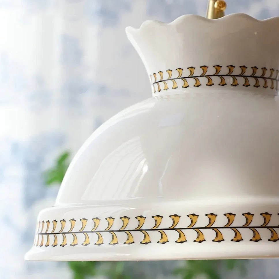 Clérachic White Ceramic Pendant Light for Hallway — gallery 06, imgi 7 ModernLuminaireHat ShapedCeramicPendantLi.