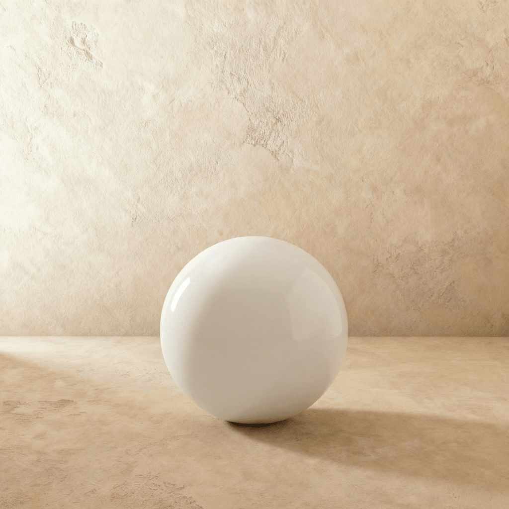 This oversized Clérachic sphere floor lamp appears unlit, showing a matte, more opaque white finish.