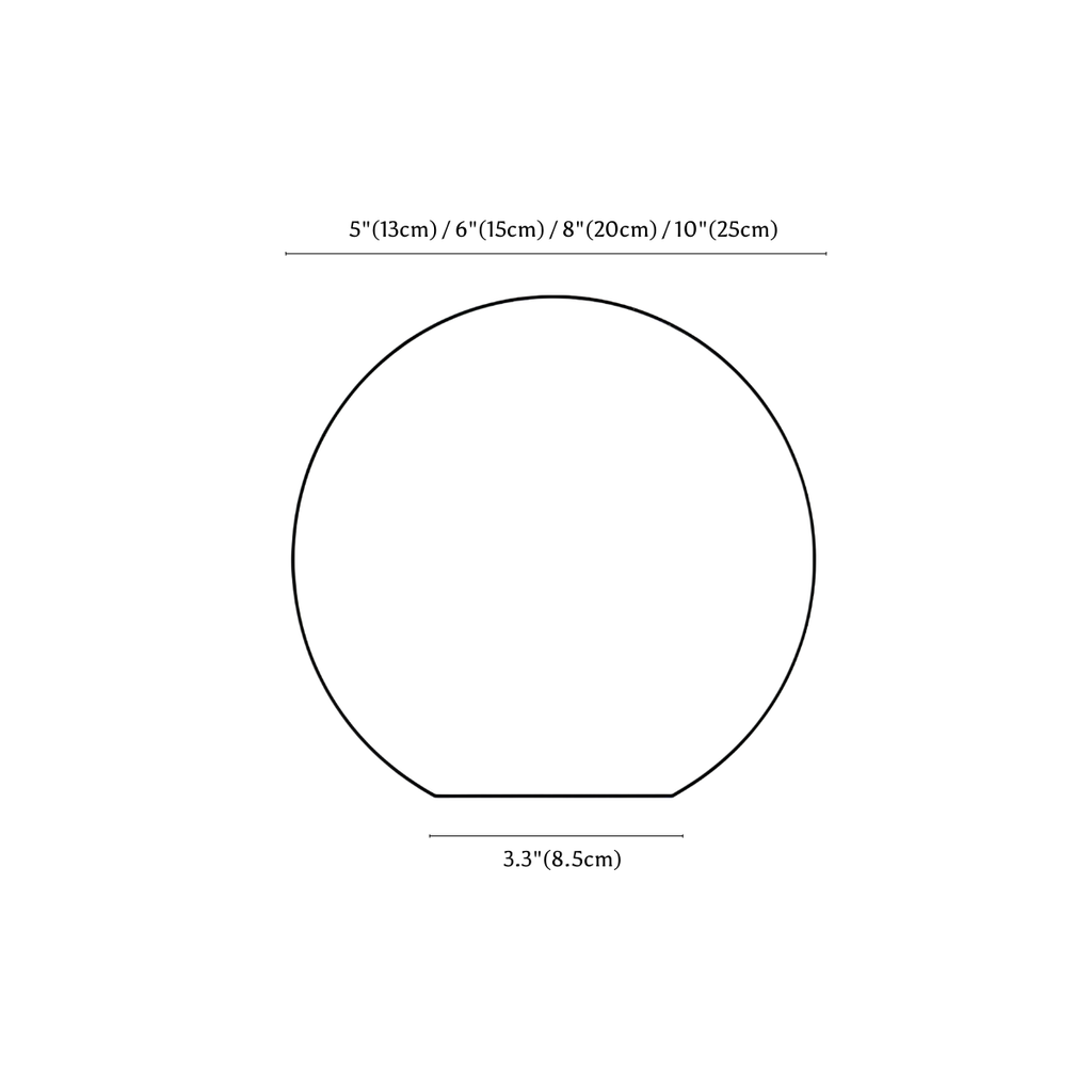 Clérachic floor lamp dimension drawing, 13, 25 cm, every measurement marked in centimetres and inches.