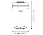 Dimension drawing of this Clérachic table lamp, with its 50 cm height and 30 cm base width marked.