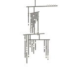 Black version of this Clérachic chandelier, with its bars and white orbs shown on a plain white backdrop.