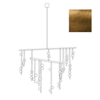 Dimension drawing of this Clérachic chandelier in a wider layout, with its height and width marked and a brass swatch.