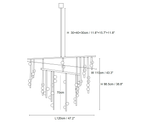 Clérachic pendant light dimension drawing, 2 of 6, every measurement marked in centimetres and inches.