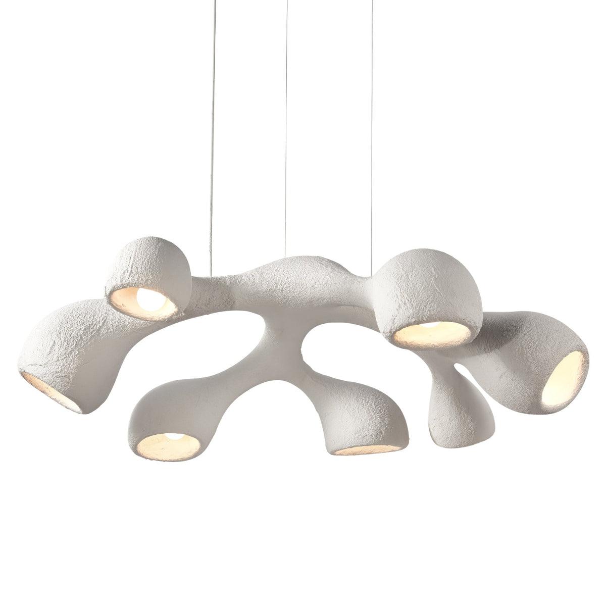 Flat view of this Clérachic pendant on white, its seven arms spread wide, with an opening at the end of each.