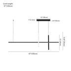 Clérachic pendant light dimension drawing, 120 cm, every measurement marked in centimetres and inches.