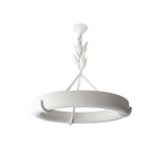 Clérachic ceiling light on white with a small round canopy and a leaf stem, the plaster ring below seen from slightly above.