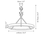 Dimension drawing of this Clérachic ceiling light in the larger size, with its 85 cm diameter and 75 cm height marked.