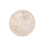 Mid-sized Clérachic sphere floor lamp on a white background, its surface marked with soft, crater-like swirls.