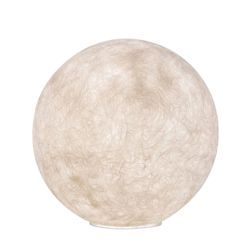 The largest Clérachic sphere floor lamp in the set, on a white background, with its textured surface and a thin clear base.