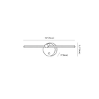 Clérachic wall light dimension drawing, every measurement marked in centimetres and inches.